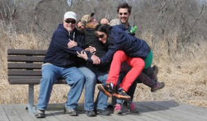 Mark with the 4 rowdy kids and hapless husband.